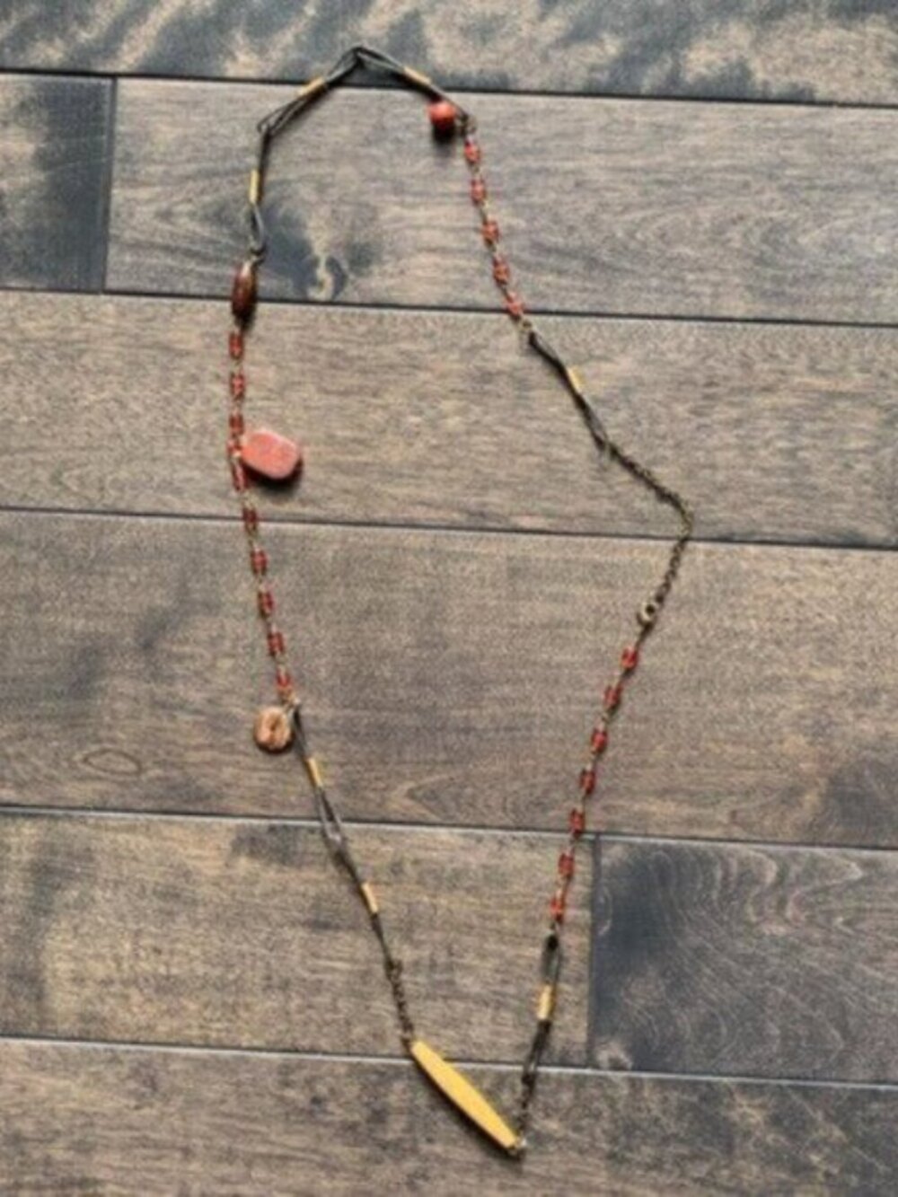 Banana Republic Wooden Bead Leather Necklace